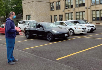 Drive-In Mass at St. Vincent Ferrer Parish in River Forest, Illinois