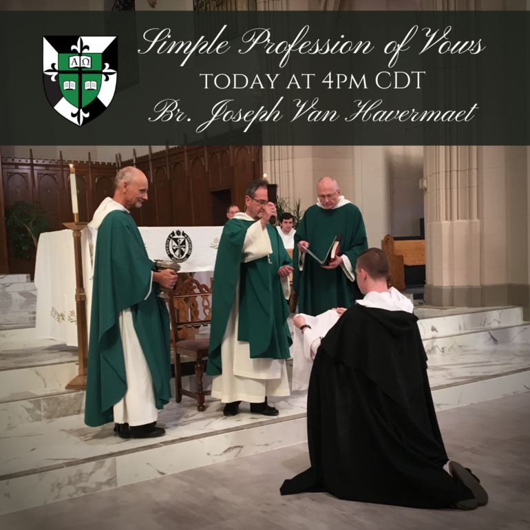 Dominican friar making simple profession of vows.