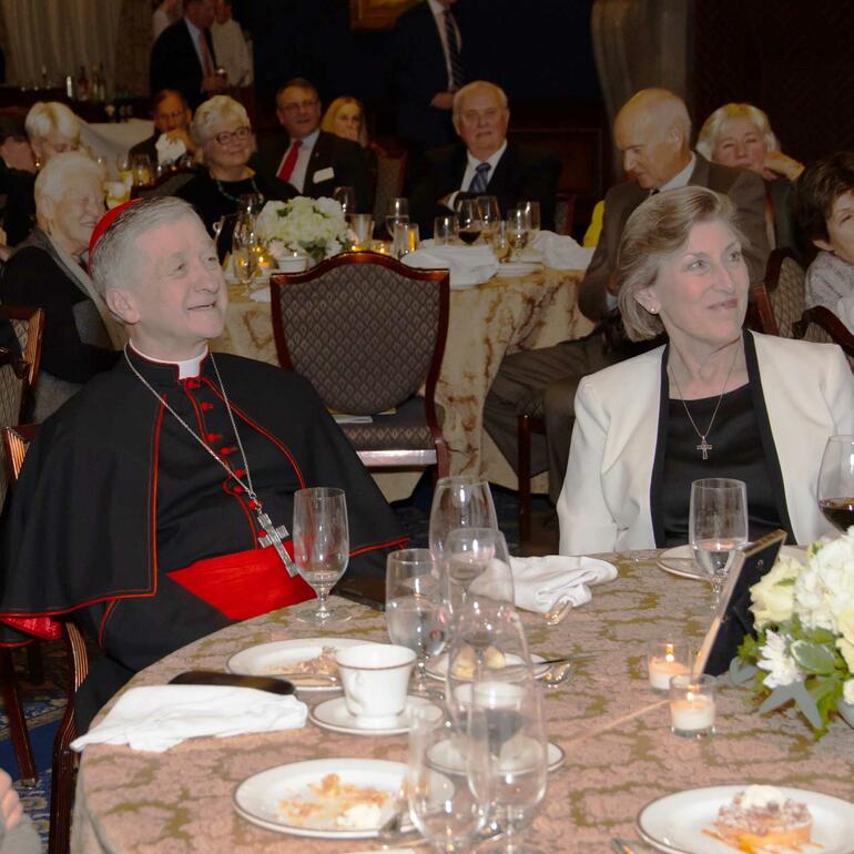 His Eminence Cardinal Blase Cupich joins Sr. Barbara Reid, O.P. during 2022 Provincial’s Dinner.