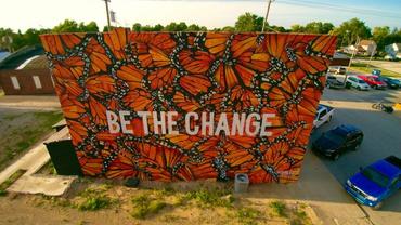 This mural was done for a new community green space in Fowler Indiana. 